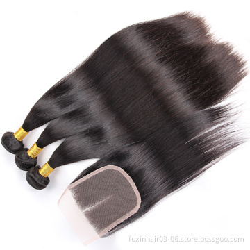 Wholesale 100% Human Hair Unprocessed Virgin Natural Brazilian Remy Hair 4x4 Lace Closure Straight